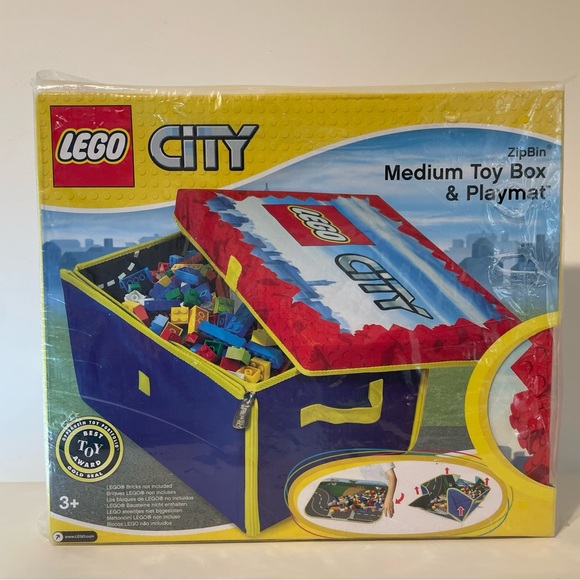 LEGO City ZipBin Medium Toy Box and Play Mat bin for Legos - Picture 1 of 10